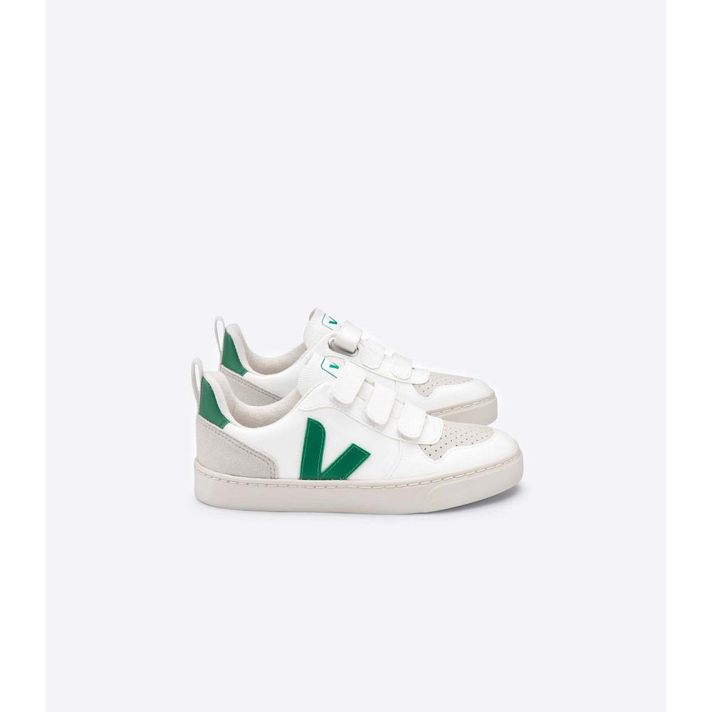 Veja V-10 CWL Kids\' Shoes White/Green | CA 775KOR